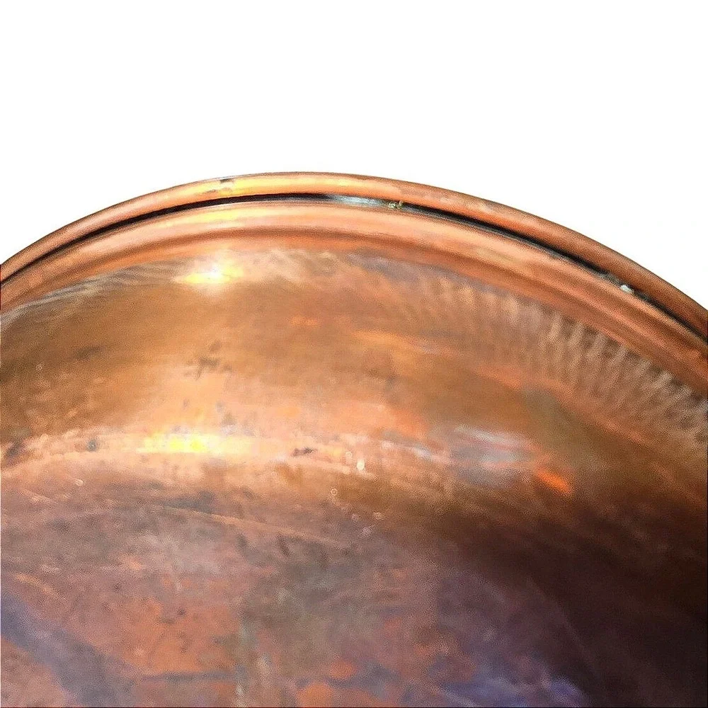 Vintage Large Copper Mixing Bowl Tin Lined Round Heavy Duty Farmhouse 10 Inch